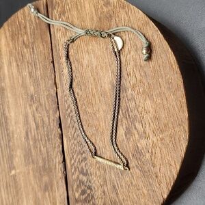 Stella and dot army green twine‎ bracelet trendy bar crystal B2924